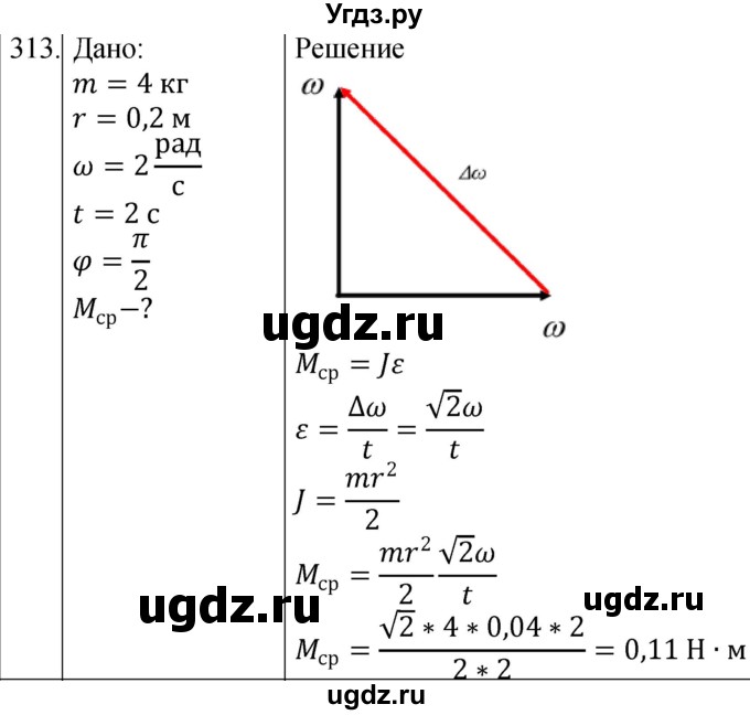 ГДЗ (Решебник) по физике 10 класс (сборник задач) Парфентьева Н.А. / задача / 313