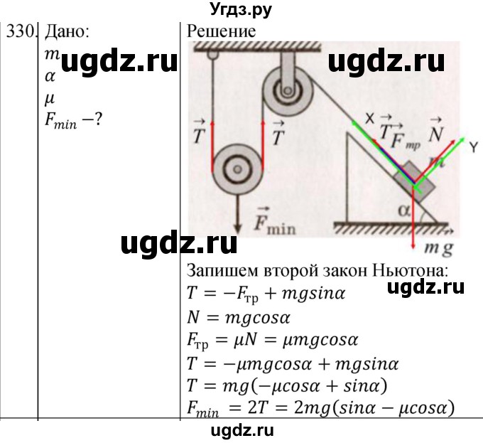 ГДЗ (Решебник) по физике 10 класс (сборник задач) Парфентьева Н.А. / задача / 330