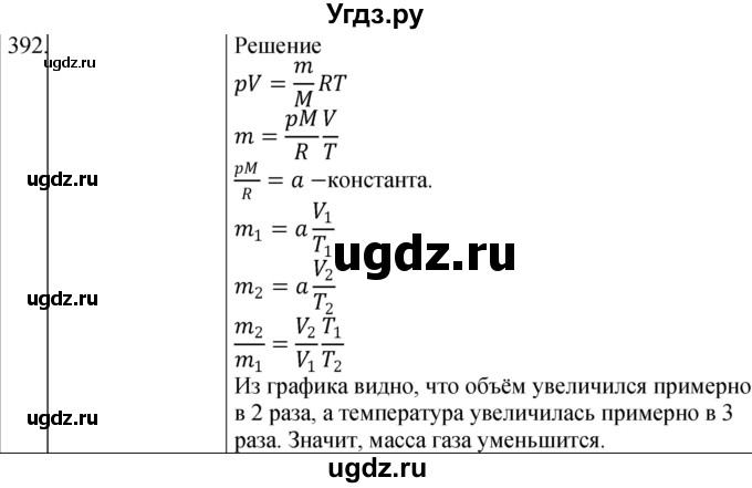 ГДЗ (Решебник) по физике 10 класс (сборник задач) Парфентьева Н.А. / задача / 392