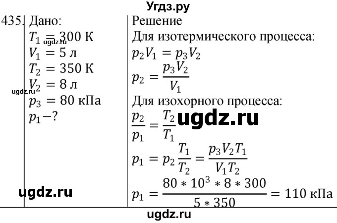 ГДЗ (Решебник) по физике 10 класс (сборник задач) Парфентьева Н.А. / задача / 435
