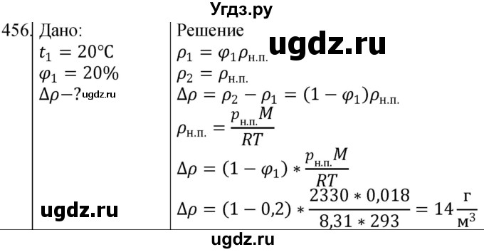 ГДЗ (Решебник) по физике 10 класс (сборник задач) Парфентьева Н.А. / задача / 456