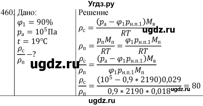 ГДЗ (Решебник) по физике 10 класс (сборник задач) Парфентьева Н.А. / задача / 460