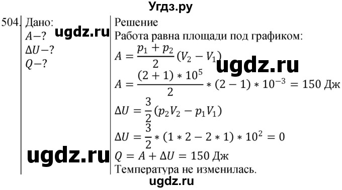 ГДЗ (Решебник) по физике 10 класс (сборник задач) Парфентьева Н.А. / задача / 504