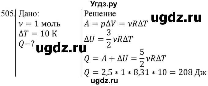ГДЗ (Решебник) по физике 10 класс (сборник задач) Парфентьева Н.А. / задача / 505