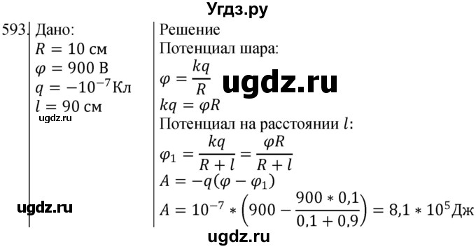 ГДЗ (Решебник) по физике 10 класс (сборник задач) Парфентьева Н.А. / задача / 593