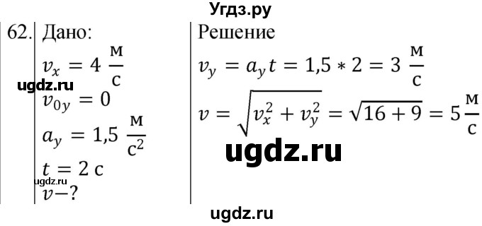 ГДЗ (Решебник) по физике 10 класс (сборник задач) Парфентьева Н.А. / задача / 62