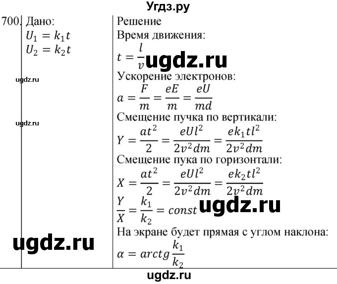 ГДЗ (Решебник) по физике 10 класс (сборник задач) Парфентьева Н.А. / задача / 700