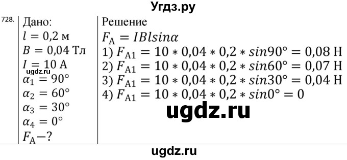 ГДЗ (Решебник) по физике 10 класс (сборник задач) Парфентьева Н.А. / задача / 728