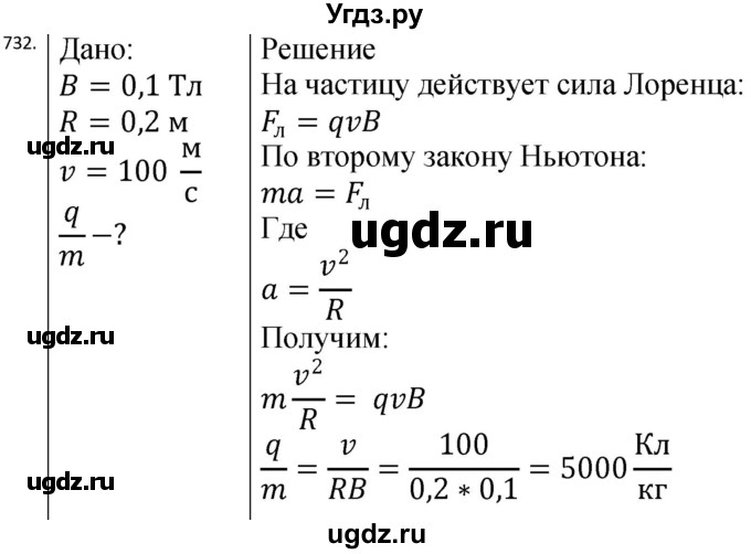 ГДЗ (Решебник) по физике 10 класс (сборник задач) Парфентьева Н.А. / задача / 732
