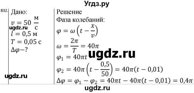 ГДЗ (Решебник) по физике 10 класс (сборник задач) Парфентьева Н.А. / задача / 832