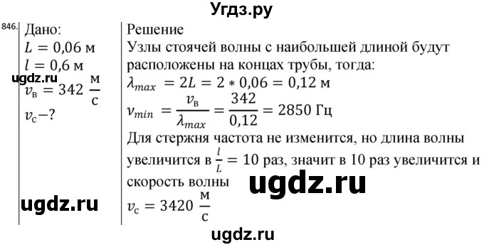 ГДЗ (Решебник) по физике 10 класс (сборник задач) Парфентьева Н.А. / задача / 846