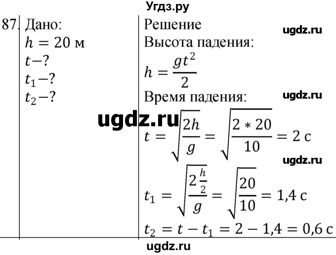 ГДЗ (Решебник) по физике 10 класс (сборник задач) Парфентьева Н.А. / задача / 87