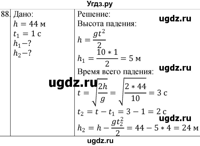 ГДЗ (Решебник) по физике 10 класс (сборник задач) Парфентьева Н.А. / задача / 88