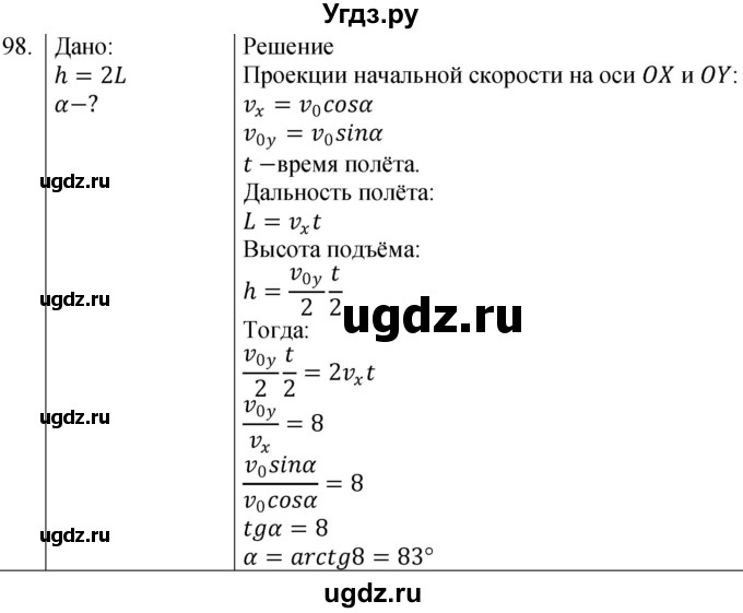 ГДЗ (Решебник) по физике 10 класс (сборник задач) Парфентьева Н.А. / задача / 98