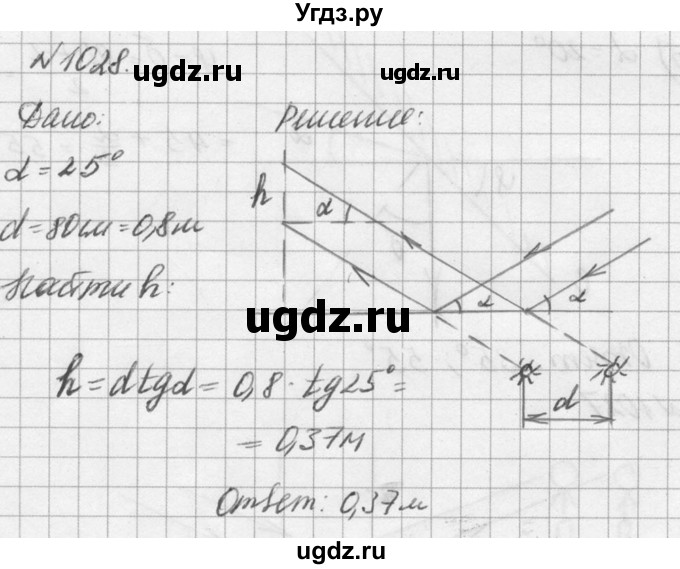 ГДЗ (Решебник №1) по физике 10 класс (задачник) А.П. Рымкевич / номер / 1028