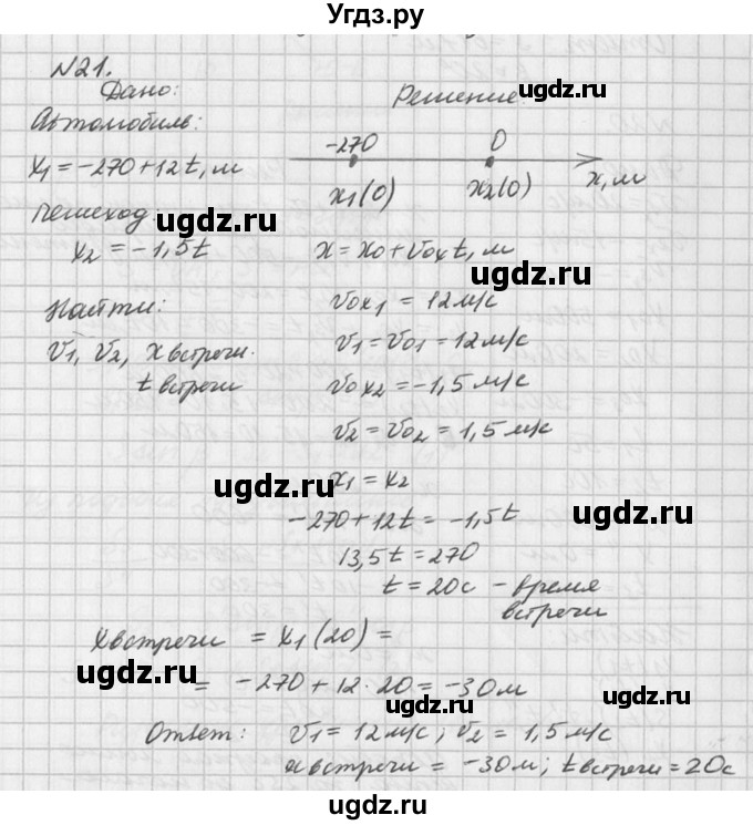 ГДЗ (Решебник №1) по физике 10 класс (задачник) А.П. Рымкевич / номер / 21