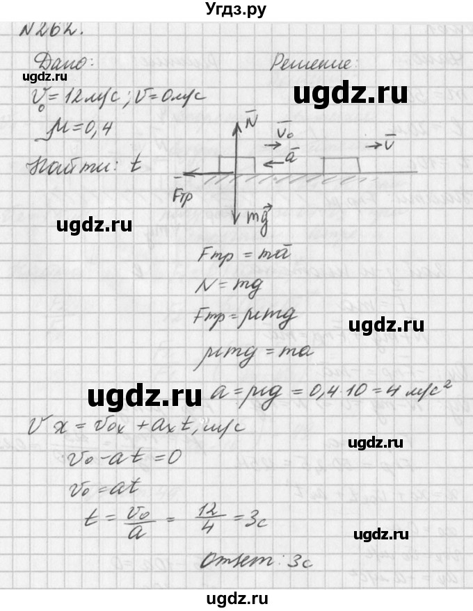 ГДЗ (Решебник №1) по физике 10 класс (задачник) А.П. Рымкевич / номер / 262