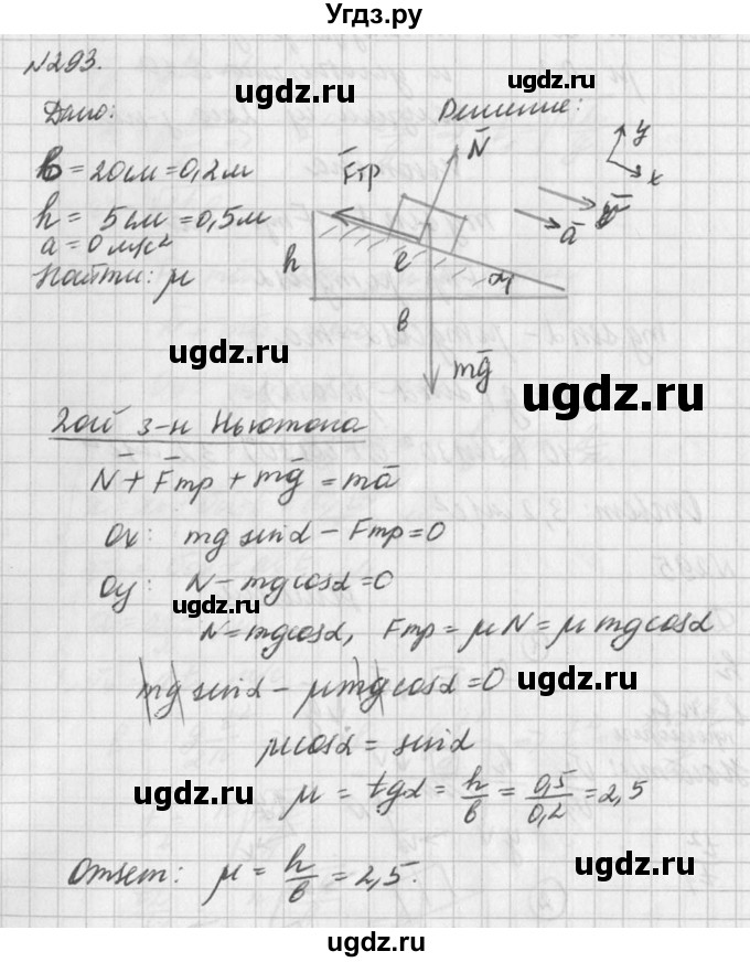 ГДЗ (Решебник №1) по физике 10 класс (задачник) А.П. Рымкевич / номер / 293