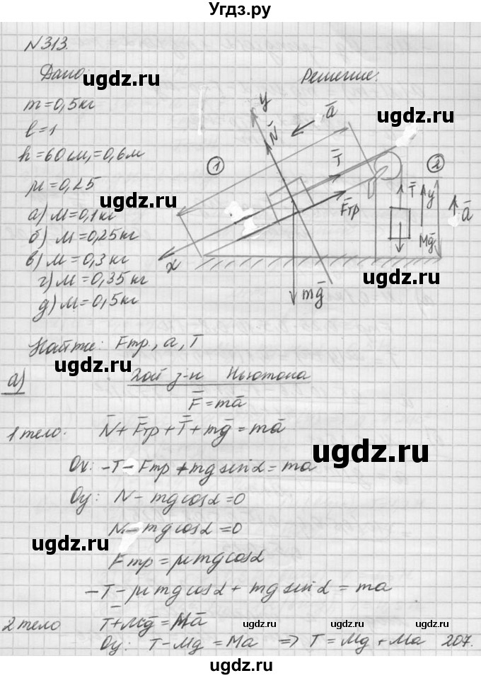 ГДЗ (Решебник №1) по физике 10 класс (задачник) А.П. Рымкевич / номер / 313
