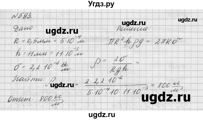 ГДЗ (Решебник №1) по физике 10 класс (задачник) А.П. Рымкевич / номер / 593