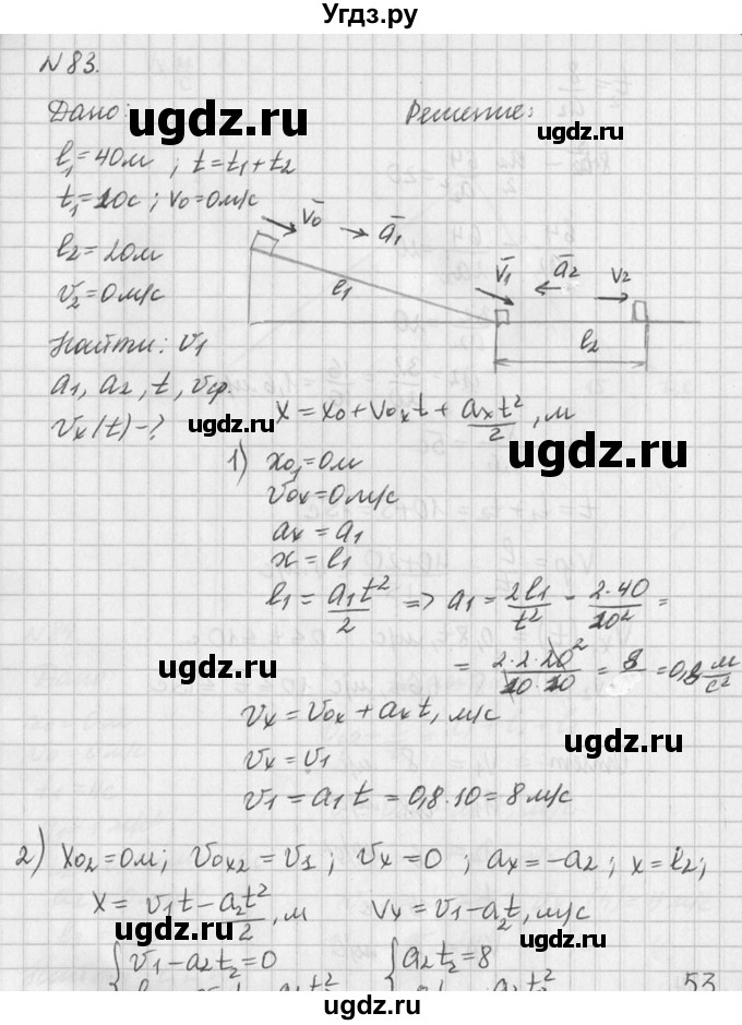 ГДЗ (Решебник №1) по физике 10 класс (задачник) А.П. Рымкевич / номер / 83