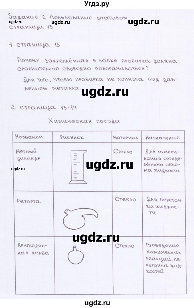 ГДЗ (Решебник) по химии 7 класс (рабочая тетрадь) О.С. Габриелян / страница-№ / 13