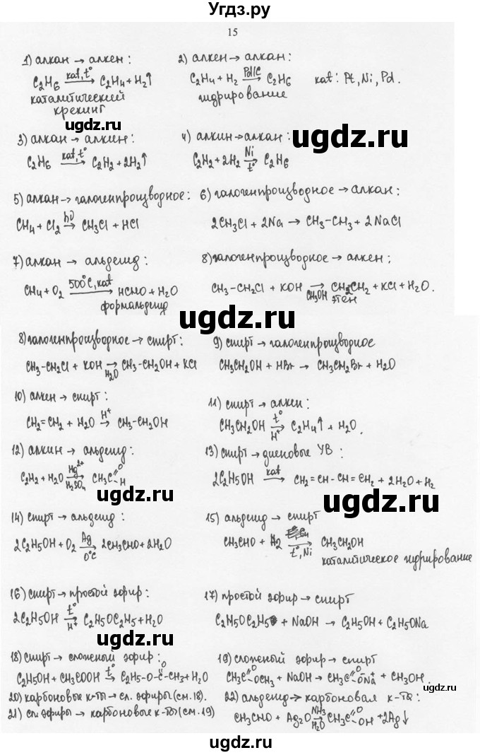 ГДЗ (Решебник) по химии 10 класс Рудзитис Г.Е. / §21 / 15