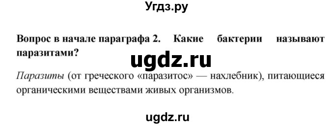 ГДЗ (решебник) по биологии 5 класс В.В. Пасечник / § 12 . Роль бактерий в природе и жизни человека / Вопросы в начале / 2