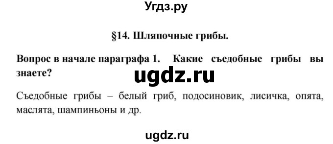 ГДЗ (решебник) по биологии 5 класс В.В. Пасечник / §14. Шляпочные грибы / Вопросы в начале / 1