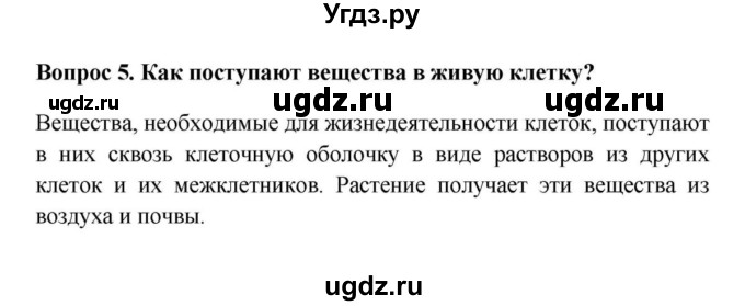 ГДЗ (решебник) по биологии 5 класс В.В. Пасечник / § 9. Жизнедеятельность клетки, её деление и рост / Вопросы / 5