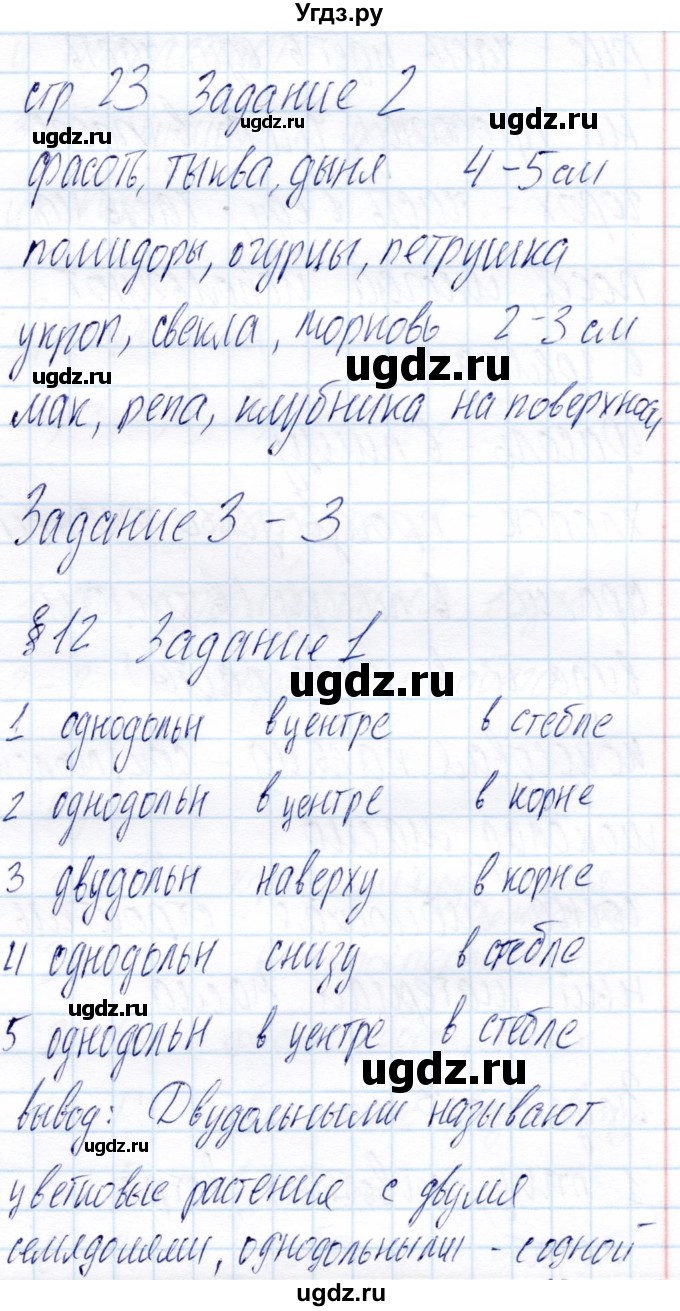 ГДЗ (Решебник) по биологии 6 класс (рабочая тетрадь) Пономарева И.Н. / часть 1. страница / 23