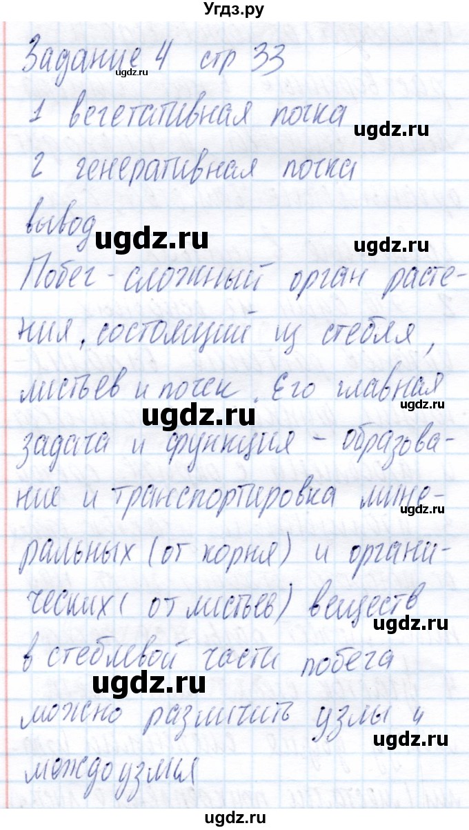 ГДЗ (Решебник) по биологии 6 класс (рабочая тетрадь) Пономарева И.Н. / часть 1. страница / 33