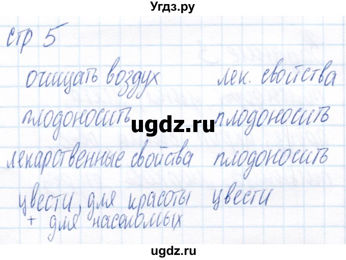 ГДЗ (Решебник) по биологии 6 класс (рабочая тетрадь) Пономарева И.Н. / часть 1. страница / 5