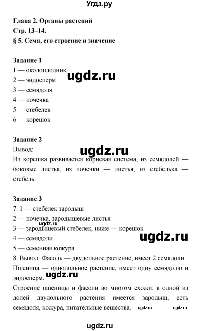 ГДЗ (Решебник) по биологии 6 класс (рабочая тетрадь) Пономарева И.Н. / часть 1 страница-№ / 13