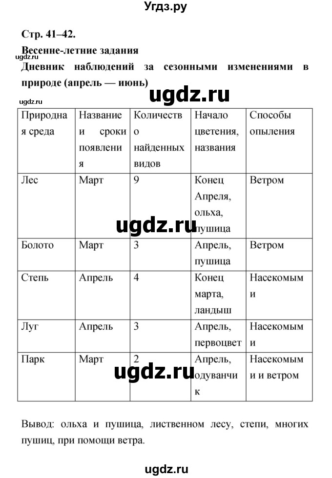 ГДЗ (Решебник) по биологии 6 класс (рабочая тетрадь) Пономарева И.Н. / часть 2 страница-№ / 41