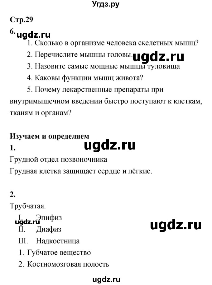 ГДЗ (Решебник) по биологии 8 класс (Тетрадь-тренажер ) Сухорукова Л.Н. / страница номер / 29