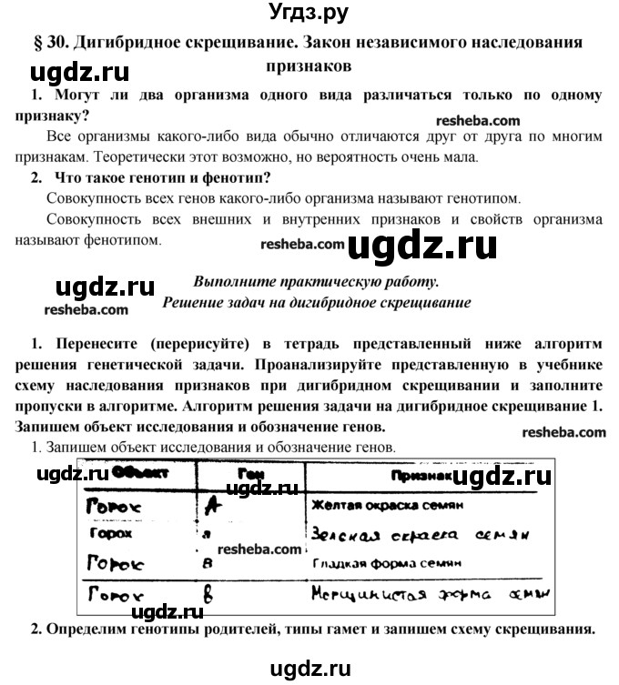 ГДЗ (Решебник) по биологии 9 класс В.В. Пасечник / § / § 30