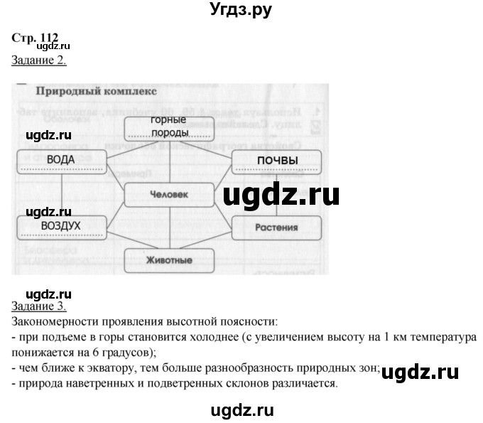ГДЗ (Решебник) по географии 6 класс (рабочая тетрадь) Румянцев А.В. / страница / 112