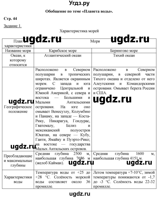 ГДЗ (Решебник) по географии 6 класс (рабочая тетрадь) Румянцев А.В. / страница / 44