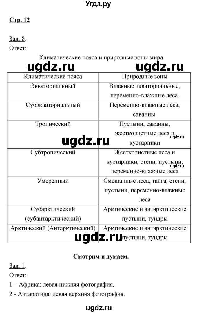 ГДЗ (Решебник) по географии 7 класс (тетрадь-тренажер) Котляр О.Г. / страница / 12