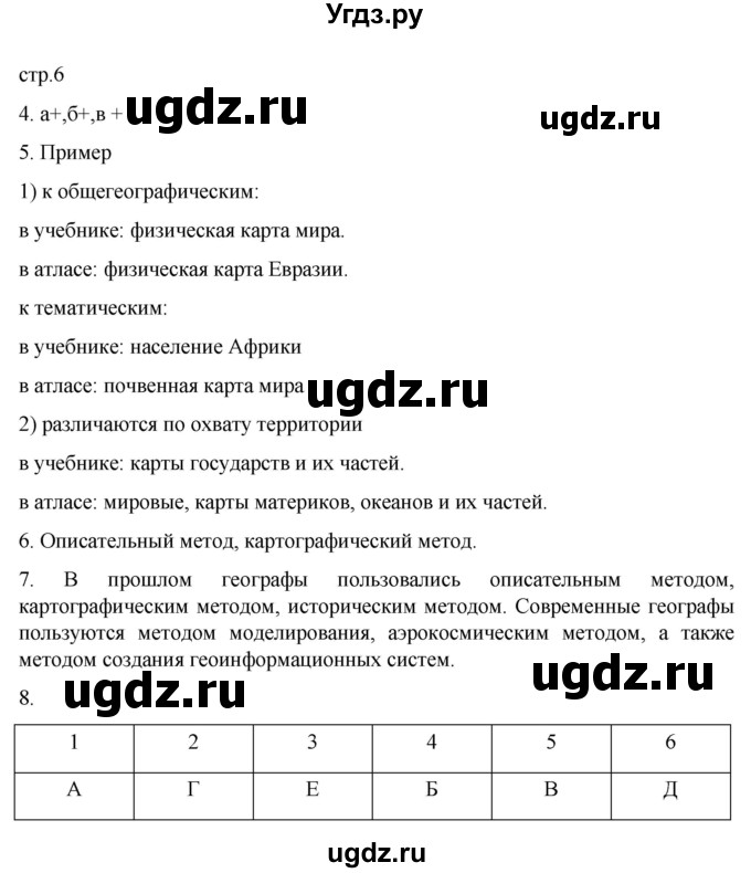 ГДЗ (Решебник к тетради 2022) по географии 7 класс (рабочая тетрадь) Душина И.В. / тетрадь 2022 / часть 1. страница / 6