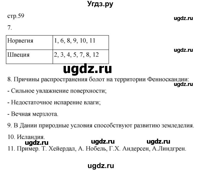 ГДЗ (Решебник к тетради 2022) по географии 7 класс (рабочая тетрадь) Душина И.В. / тетрадь 2022 / часть 2. страница / 59