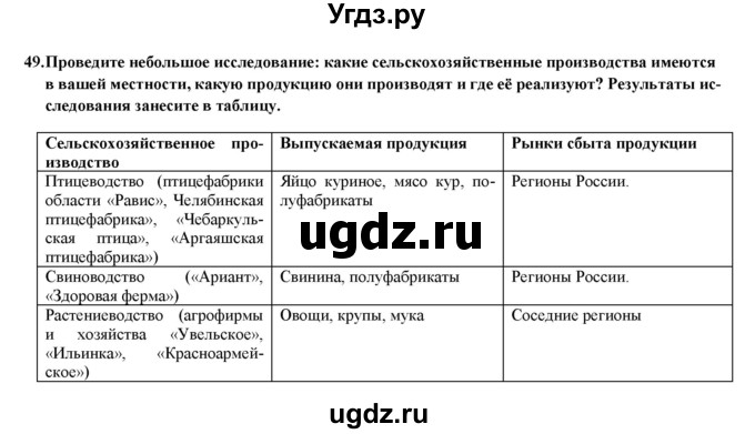 ГДЗ (Решебник) по географии 8 класс (мой тренажер (тетрадь)) Николина В. В. / хозяйство / 49