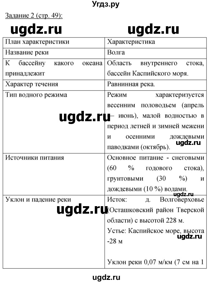 ГДЗ (Решебник) по географии 8 класс (рабочая тетрадь) Баринова И.И. / страница / 49