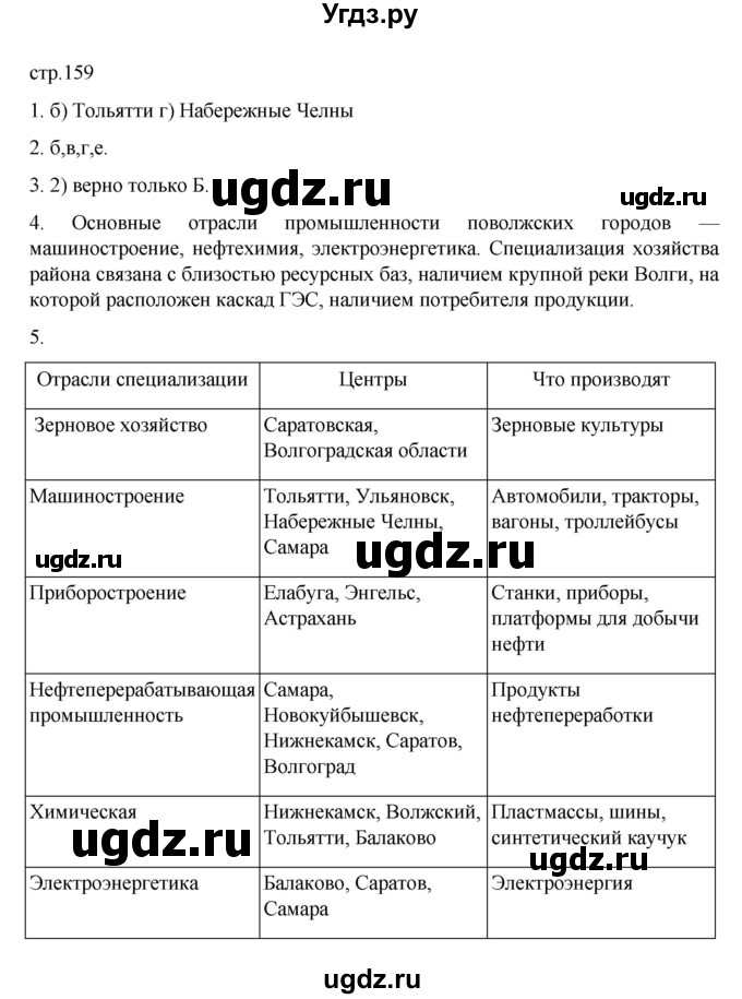 ГДЗ (Решебник к учебнику 2023) по географии 9 класс А.И. Алексеев / страница / 159