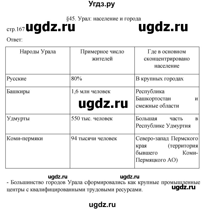 ГДЗ (Решебник к учебнику 2023) по географии 9 класс А.И. Алексеев / страница / 167