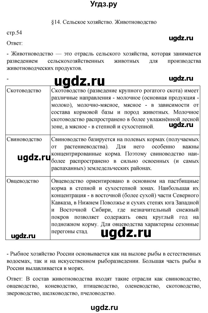 ГДЗ (Решебник к учебнику 2023) по географии 9 класс А.И. Алексеев / страница / 54