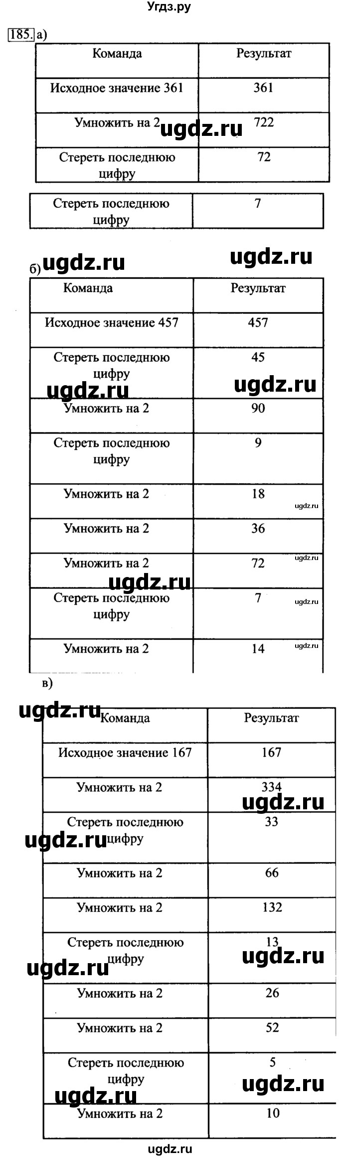 ГДЗ (Решебник 2017) по информатике 6 класс (рабочая тетрадь) Л.Л. Босова / задание / 185