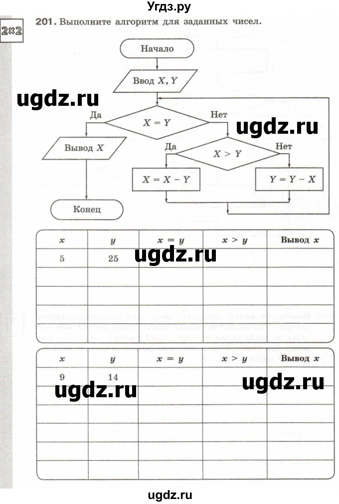 ГДЗ (Тетрадь 2017) по информатике 6 класс (рабочая тетрадь) Л.Л. Босова / задание / 201