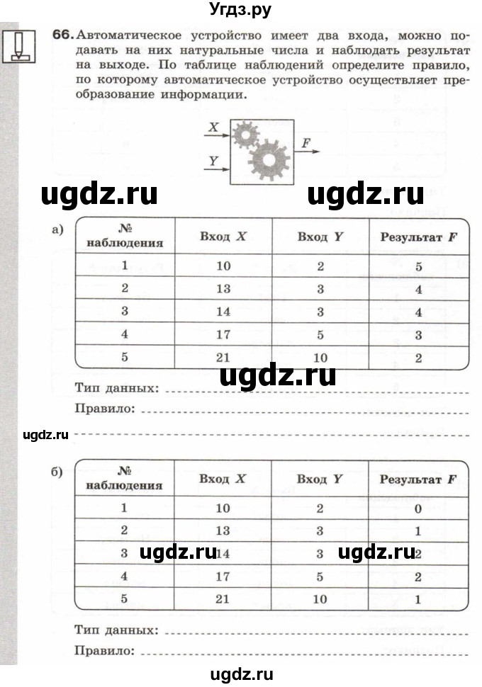 ГДЗ (Тетрадь 2017) по информатике 6 класс (рабочая тетрадь) Л.Л. Босова / задание / 66